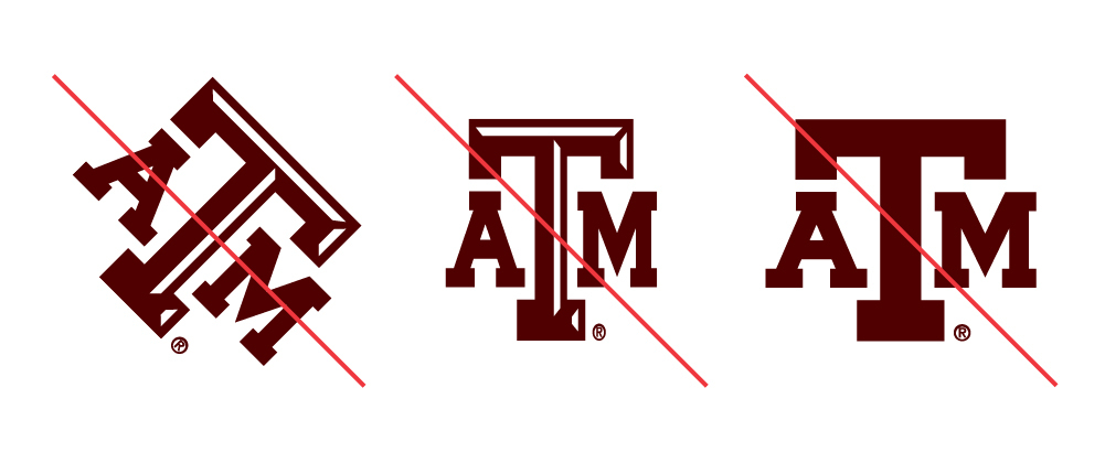 Examples of distorted (rotated, squeezed, without bevel) A&amp;M logos