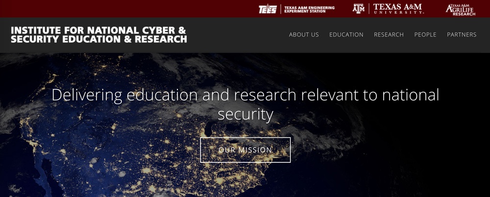 Screenshot of The Institute for National Cyber &amp; Security Education &amp; Research showing unit name in text